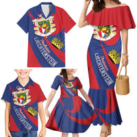Liechtenstein Family Matching Mermaid Dress and Hawaiian Shirt Coat Of Arms Blue Red Color - Wonder Print Shop