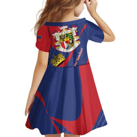 Liechtenstein Family Matching Off Shoulder Short Dress and Hawaiian Shirt Coat Of Arms Blue Red Color - Wonder Print Shop