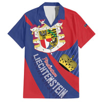 Liechtenstein Family Matching Short Sleeve Bodycon Dress and Hawaiian Shirt Coat Of Arms Blue Red Color - Wonder Print Shop