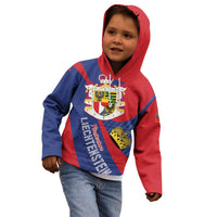 Liechtenstein Kid Hoodie Coat Of Arms Blue Red Color - Wonder Print Shop