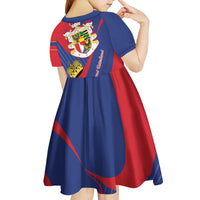 Liechtenstein Kid Short Sleeve Dress Coat Of Arms Blue Red Color - Wonder Print Shop