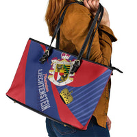 Liechtenstein Leather Tote Bag Coat Of Arms Blue Red Color - Wonder Print Shop