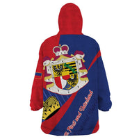 Liechtenstein Wearable Blanket Hoodie Coat Of Arms Blue Red Color - Wonder Print Shop