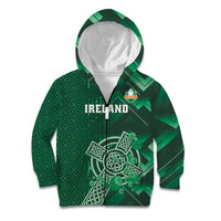 Ireland 2024 Rugby Kid Hoodie Irish Shamrock Celtic Cross LT01