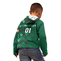 Ireland 2024 Rugby Kid Hoodie Irish Shamrock Celtic Cross LT01