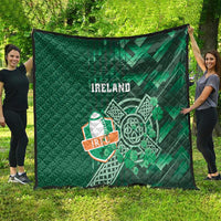Ireland 2024 Rugby Quilt Irish Shamrock Celtic Cross - Wonder Print Shop