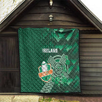 Ireland 2024 Rugby Quilt Irish Shamrock Celtic Cross - Wonder Print Shop