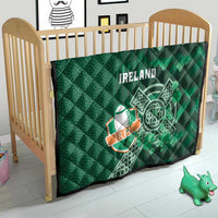 Ireland 2024 Rugby Quilt Irish Shamrock Celtic Cross - Wonder Print Shop