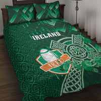 Ireland 2024 Rugby Quilt Bed Set Irish Shamrock Celtic Cross - Wonder Print Shop
