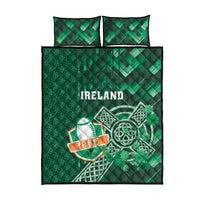 Ireland 2024 Rugby Quilt Bed Set Irish Shamrock Celtic Cross - Wonder Print Shop