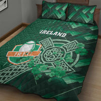 Ireland 2024 Rugby Quilt Bed Set Irish Shamrock Celtic Cross - Wonder Print Shop