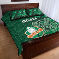 Ireland 2024 Rugby Quilt Bed Set Irish Shamrock Celtic Cross - Wonder Print Shop