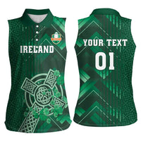 Ireland 2024 Rugby Women Sleeveless Polo Shirt Irish Shamrock Celtic Cross - Wonder Print Shop