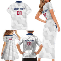 USA 2024 Rugby Family Matching Short Sleeve Bodycon Dress and Hawaiian Shirt Soar Like an Eagle White Version - Wonder Print Shop