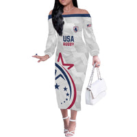 USA 2024 Rugby Off The Shoulder Long Sleeve Dress Soar Like an Eagle White Version - Wonder Print Shop