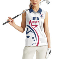 USA 2024 Rugby Women Sleeveless Polo Shirt Soar Like an Eagle White Version - Wonder Print Shop