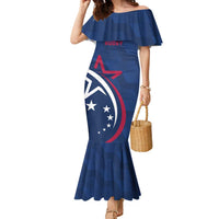 USA 2024 Rugby Family Matching Mermaid Dress and Hawaiian Shirt Soar Like an Eagle Blue Version - Wonder Print Shop