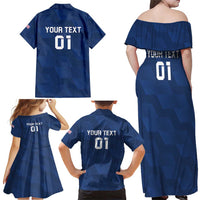 USA 2024 Rugby Family Matching Off Shoulder Maxi Dress and Hawaiian Shirt Soar Like an Eagle Blue Version - Wonder Print Shop