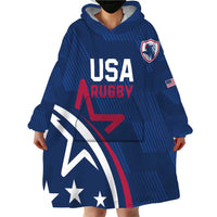 USA 2024 Rugby Wearable Blanket Hoodie Soar Like an Eagle Blue Version - Wonder Print Shop