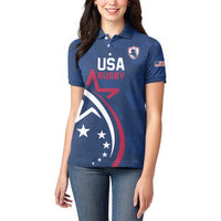 USA 2024 Rugby Women Polo Shirt Soar Like an Eagle Blue Version - Wonder Print Shop