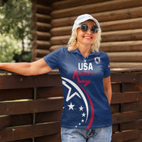 USA 2024 Rugby Women Polo Shirt Soar Like an Eagle Blue Version - Wonder Print Shop