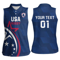 USA 2024 Rugby Women Sleeveless Polo Shirt Soar Like an Eagle Blue Version - Wonder Print Shop