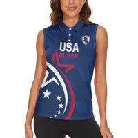 USA 2024 Rugby Women Sleeveless Polo Shirt Soar Like an Eagle Blue Version - Wonder Print Shop