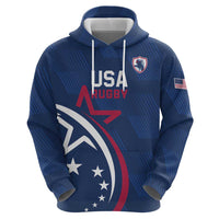 USA 2024 Rugby Zip Hoodie Soar Like an Eagle Blue Version - Wonder Print Shop