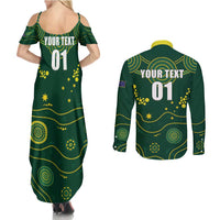 Australia 2024 Rugby Couples Matching Summer Maxi Dress and Long Sleeve Button Shirt Go Wallabies - Wonder Print Shop