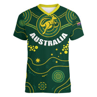 Australia 2024 Rugby Women V-Neck T-Shirt Go Wallabies - Wonder Print Shop
