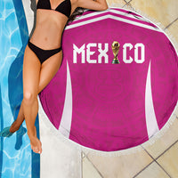 Mexico 2026 Football Pink Beach Blanket Golden Eagle Victory