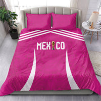 Mexico 2026 Football Pink Bedding Set Golden Eagle Victory
