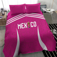 Mexico 2026 Football Pink Bedding Set Golden Eagle Victory