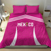 Mexico 2026 Football Pink Bedding Set Golden Eagle Victory