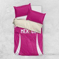 Mexico 2026 Football Pink Bedding Set Golden Eagle Victory