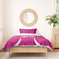 Mexico 2026 Football Pink Bedding Set Golden Eagle Victory