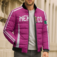 Custom Mexico 2026 Football Pink Bomber Puffer Jacket Golden Eagle Victory