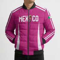 Custom Mexico 2026 Football Pink Bomber Puffer Jacket Golden Eagle Victory