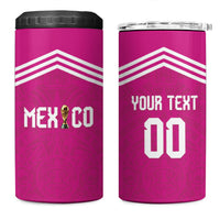 Custom Mexico 2026 Football Pink 4 in 1 Can Cooler Tumbler Golden Eagle Victory