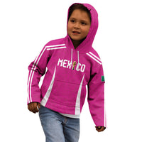 Custom Mexico 2026 Football Pink Kid Hoodie Golden Eagle Victory