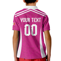 Custom Mexico 2026 Football Pink Kid Polo Shirt Golden Eagle Victory