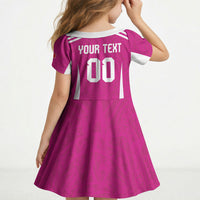 Custom Mexico 2026 Football Pink Kid Short Sleeve Dress Golden Eagle Victory