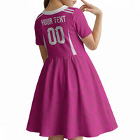 Custom Mexico 2026 Football Pink Kid Short Sleeve Dress Golden Eagle Victory