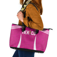 Mexico 2026 Football Pink Leather Tote Bag Golden Eagle Victory