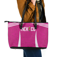 Mexico 2026 Football Pink Leather Tote Bag Golden Eagle Victory