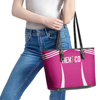 Mexico 2026 Football Pink Leather Tote Bag Golden Eagle Victory