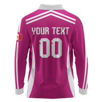 Custom Mexico 2026 Football Pink Long Sleeve Polo Shirt Golden Eagle Victory