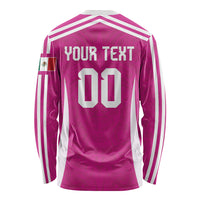 Custom Mexico 2026 Football Pink Long Sleeve Shirt Golden Eagle Victory