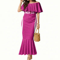 Custom Mexico 2026 Football Pink Mermaid Dress Golden Eagle Victory