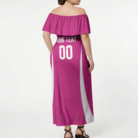 Custom Mexico 2026 Football Pink Off Shoulder Maxi Dress Golden Eagle Victory